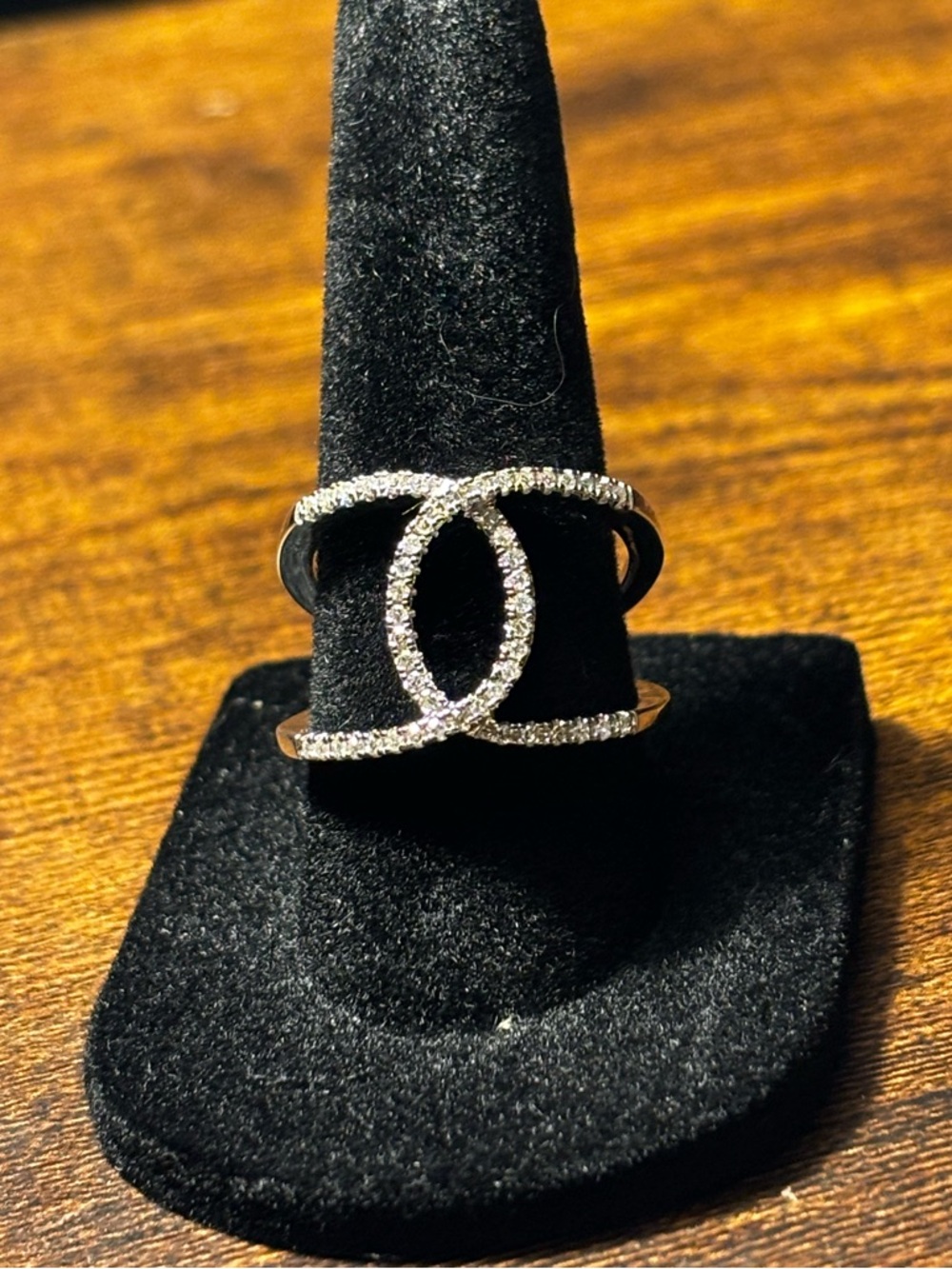 Natural Diamonds - 925 Sterling Silver Double
Band - Size 7